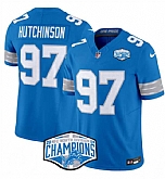 Men's Detroit Lions #97 Aidan Hutchinson Blue 2024 NFC North Champions F.U.S.E. Vapor Limited Stitched Jersey,baseball caps,new era cap wholesale,wholesale hats
